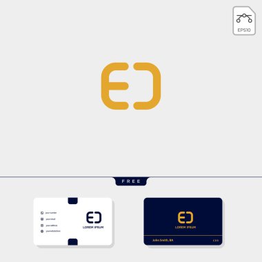 Sigorta primi ilk Ed, De, E veya D yaratıcı logo şablonu ve kartvizit tasarım şablonu içerir. vektör çizim ve logosu ilham