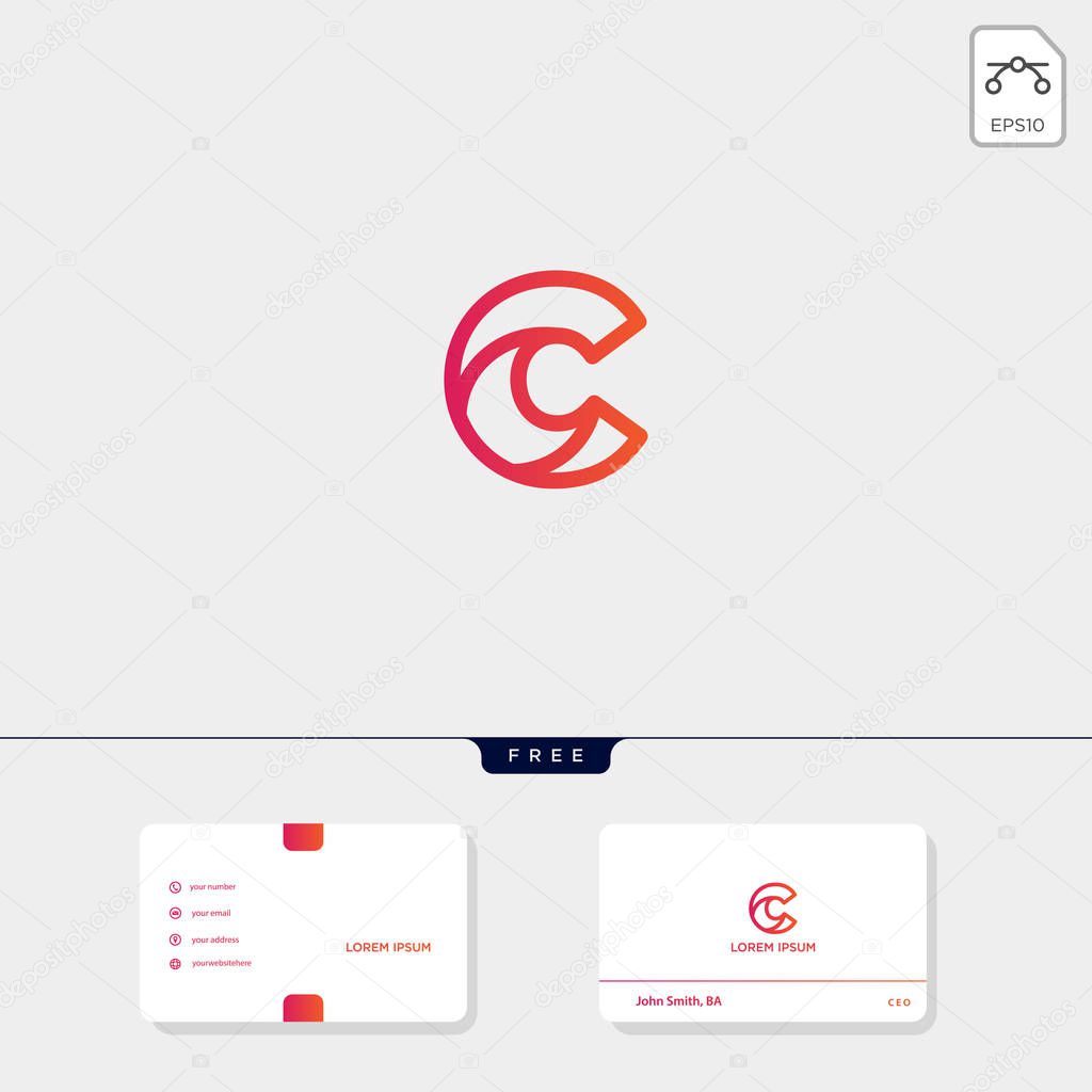 Initial C, CC creative logo template and business card design template include. vector illustration and logo inspiration