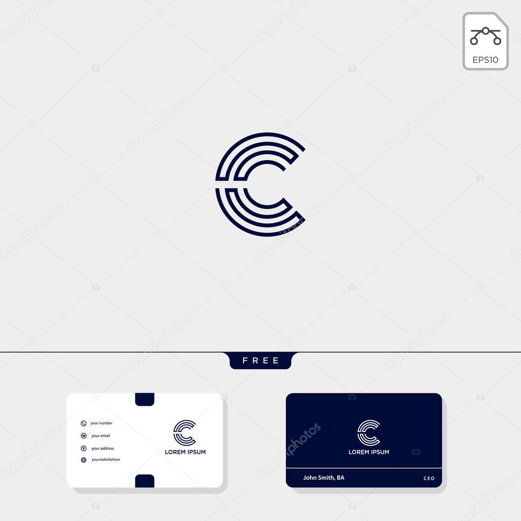 Initial C, CC creative logo template and business card design template include. vector illustration and logo inspiration