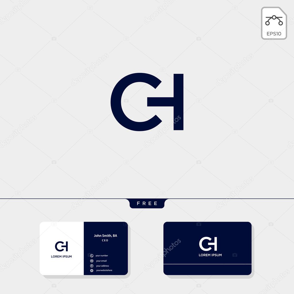 Premium initial CH, HC, C, or H creative logo template and business card design template include. vector illustration and logo inspiration