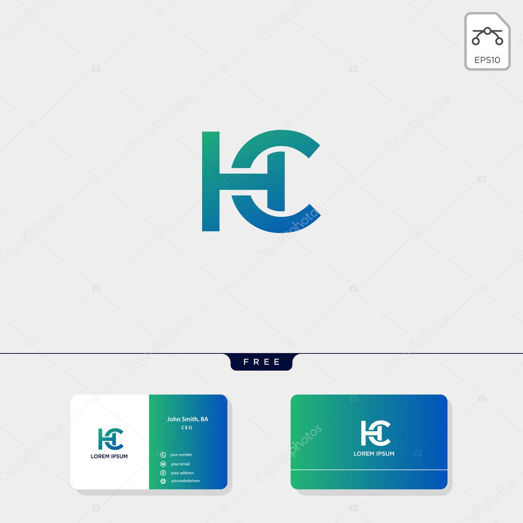 Premium initial CH, HC, C, or H creative logo template and business card design template include. vector illustration and logo inspiration