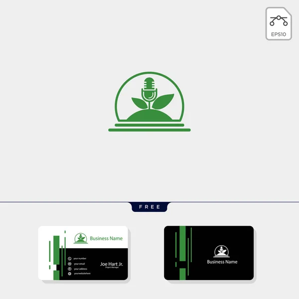 エコ葉ポッド キャスト創造的なロゴ テンプレート ベクトル図 取得無料のビジネス カードのデザイン テンプレート — ストックベクタ