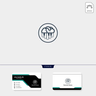beyin ve piyano kavramı logo şablonu kurumsal vektör çizim için ücretsiz kartvizit tasarım şablonu içerir