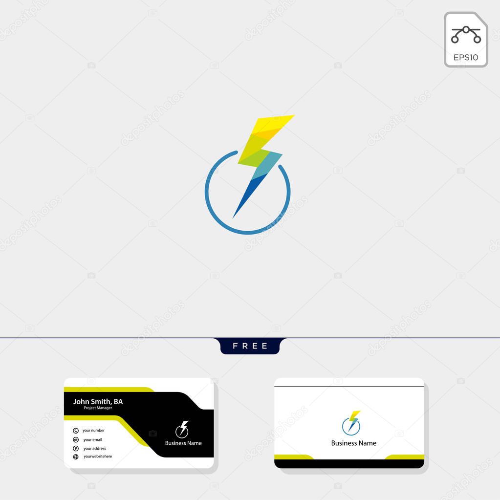 Storm, flash logo template vector illustration, free business card design template