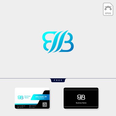 B, Bb veya bı kavramı logo şablonu vektör çizim ilk, ücretsiz kartvizit tasarım şablon