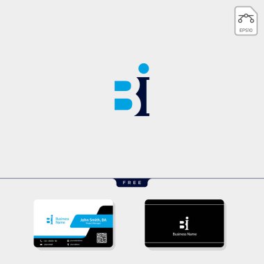 B, Bb veya bı kavramı logo şablonu vektör çizim ilk, ücretsiz kartvizit tasarım şablon