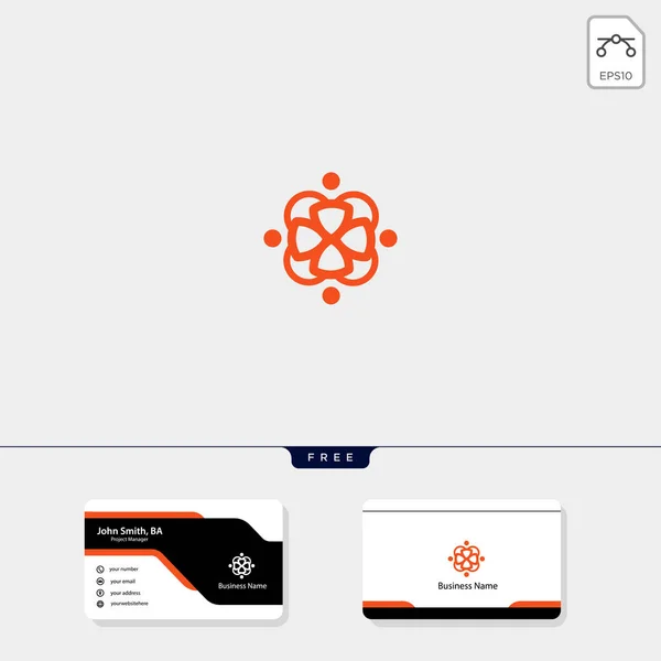 ライン アート幾何学ロゴ テンプレート ベクトル イラスト 無料のビジネス カードのデザイン テンプレート — ストックベクタ