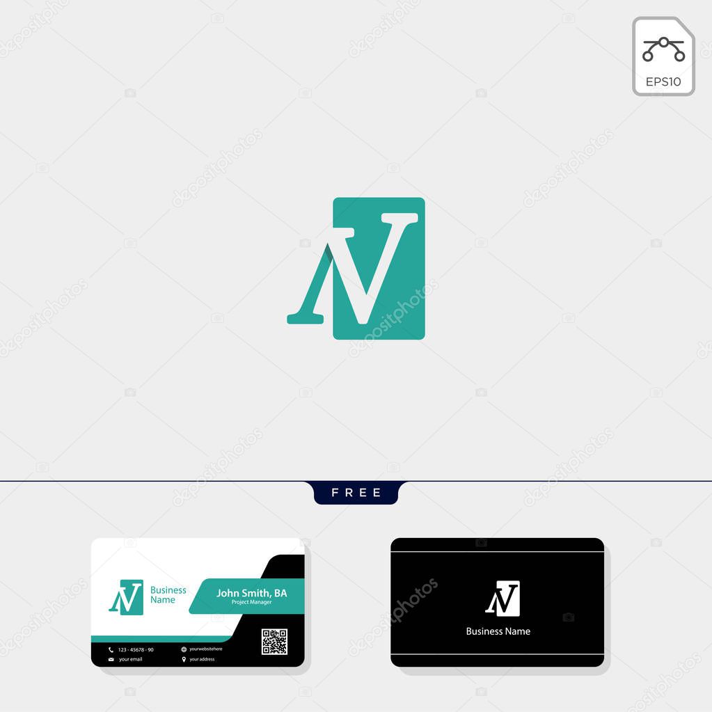 Initial N, NV, or v concept logo template vector illustration, free your business card design include