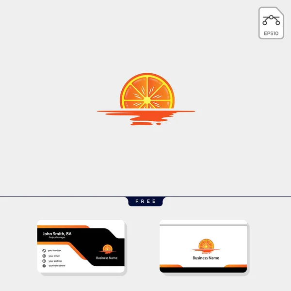 Sunset Sunrise Orange Logo Template Vector Illustration Free Card Design - Stok Vektor