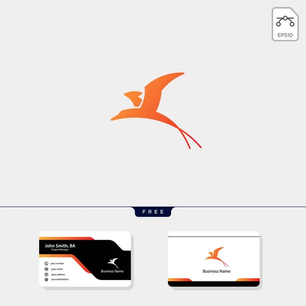 飛行鳥のロゴのテンプレート ベクトル図 無料名刺デザイン テンプレート — ストックベクタ