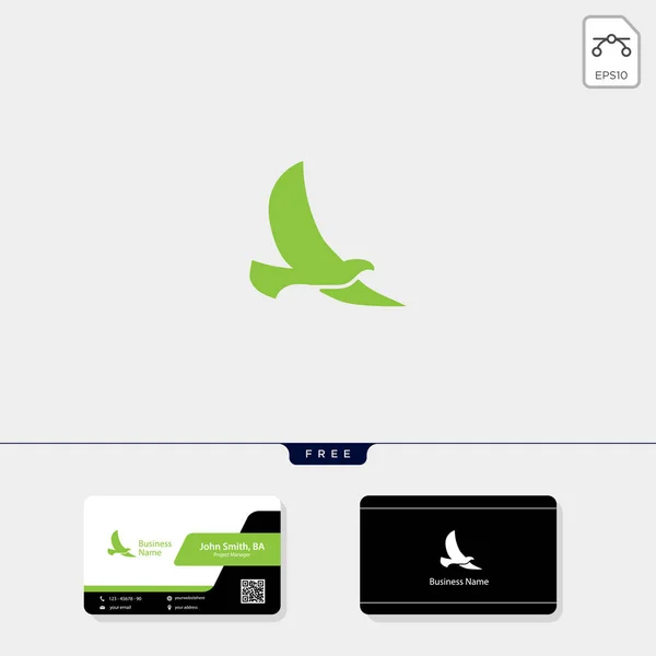 飛行鳥のロゴのテンプレート ベクトル図 無料名刺デザイン テンプレート — ストックベクタ