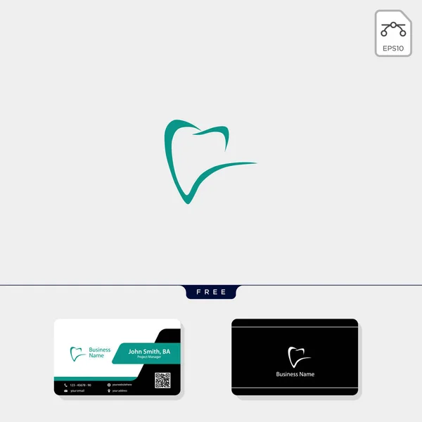 歯科アイコン ロゴのテンプレート ベクトル図 無料のビジネス カードのデザイン テンプレート — ストックベクタ