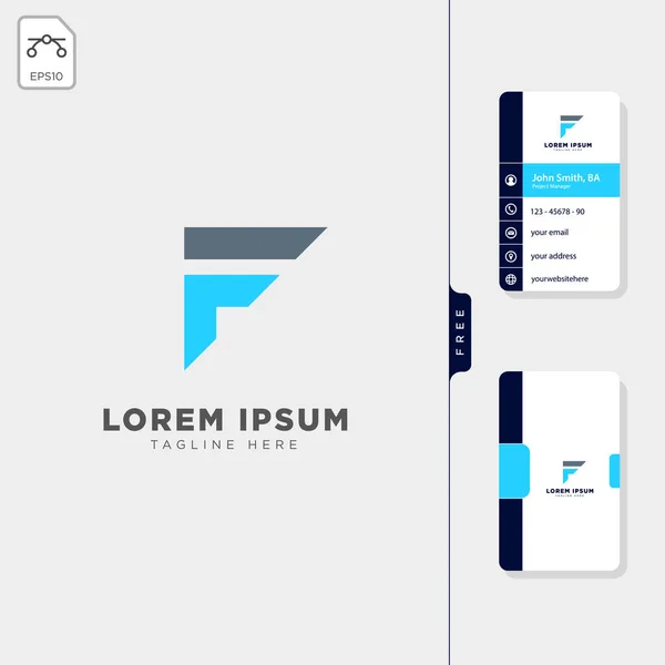 minimal F initial logo template vector illustration, free business card design template