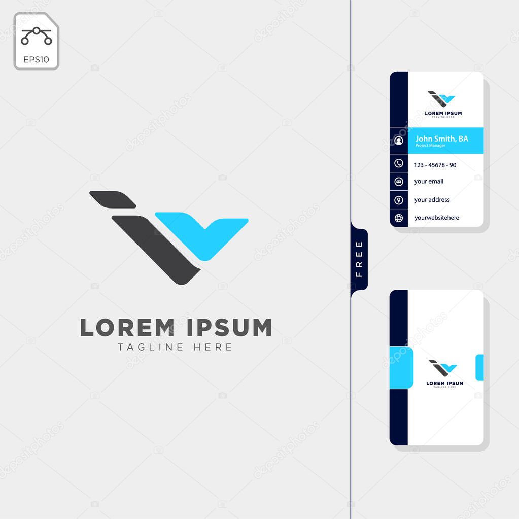 Minimal i, iv, or v initial logo template vector illustration free business card template design