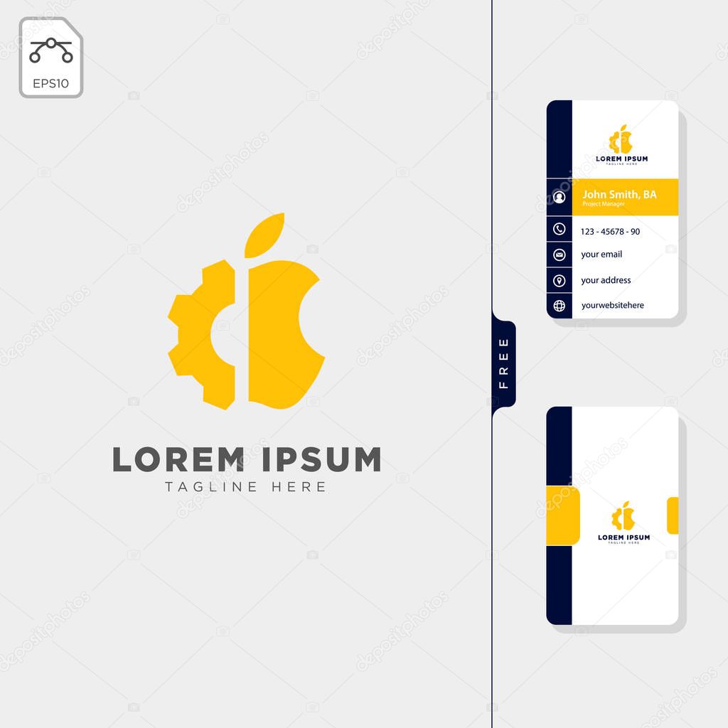 Apple repair settings logo template vector illustration free business card design template