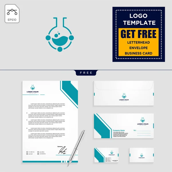 Laboratory Share Logo Template Vector Illustration Stationery Branding Pack — Stock Vector
