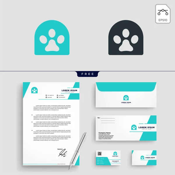 Dog Pet shop Logo template vector illustration and stationery, business card, letterhead, envelope