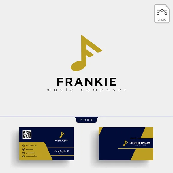 F music logo template vector illustration and stationery, letterhead, business card,