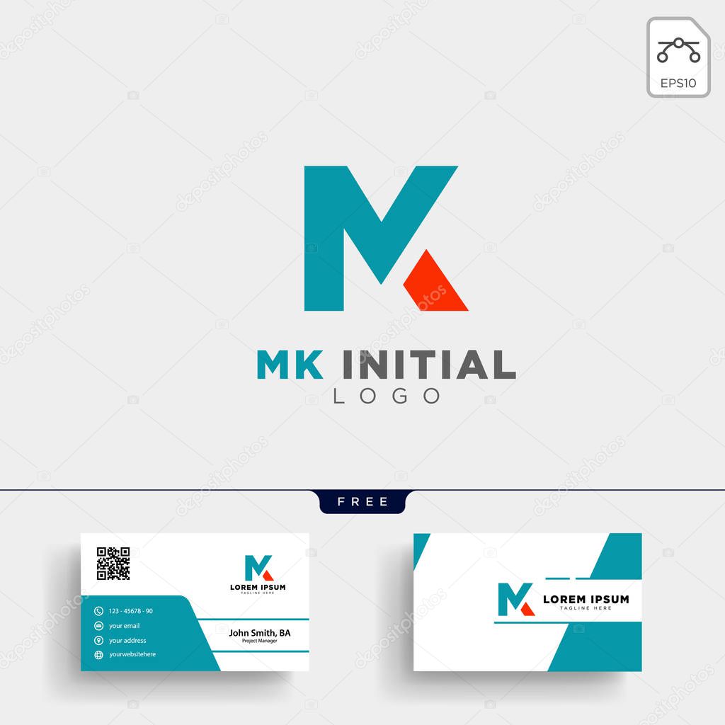 MK INITIAL LOGO TEMPLATE VECTOR ILLUSTRATION AND YOU GET BUSINESS CARD