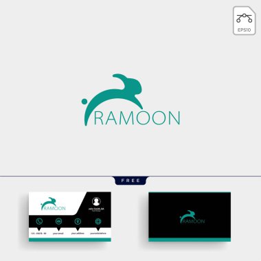 Tavşan ya da tavşan logo şablonu vektör çizim ve kartvizit tasarım atlama