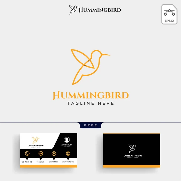 Humming Pájaro Belleza Logo Plantilla Vector Ilustración Diseño Tarjetas Visita — Vector de stock