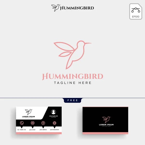 Humming Pájaro Belleza Logo Plantilla Vector Ilustración Diseño Tarjetas Visita — Archivo Imágenes Vectoriales