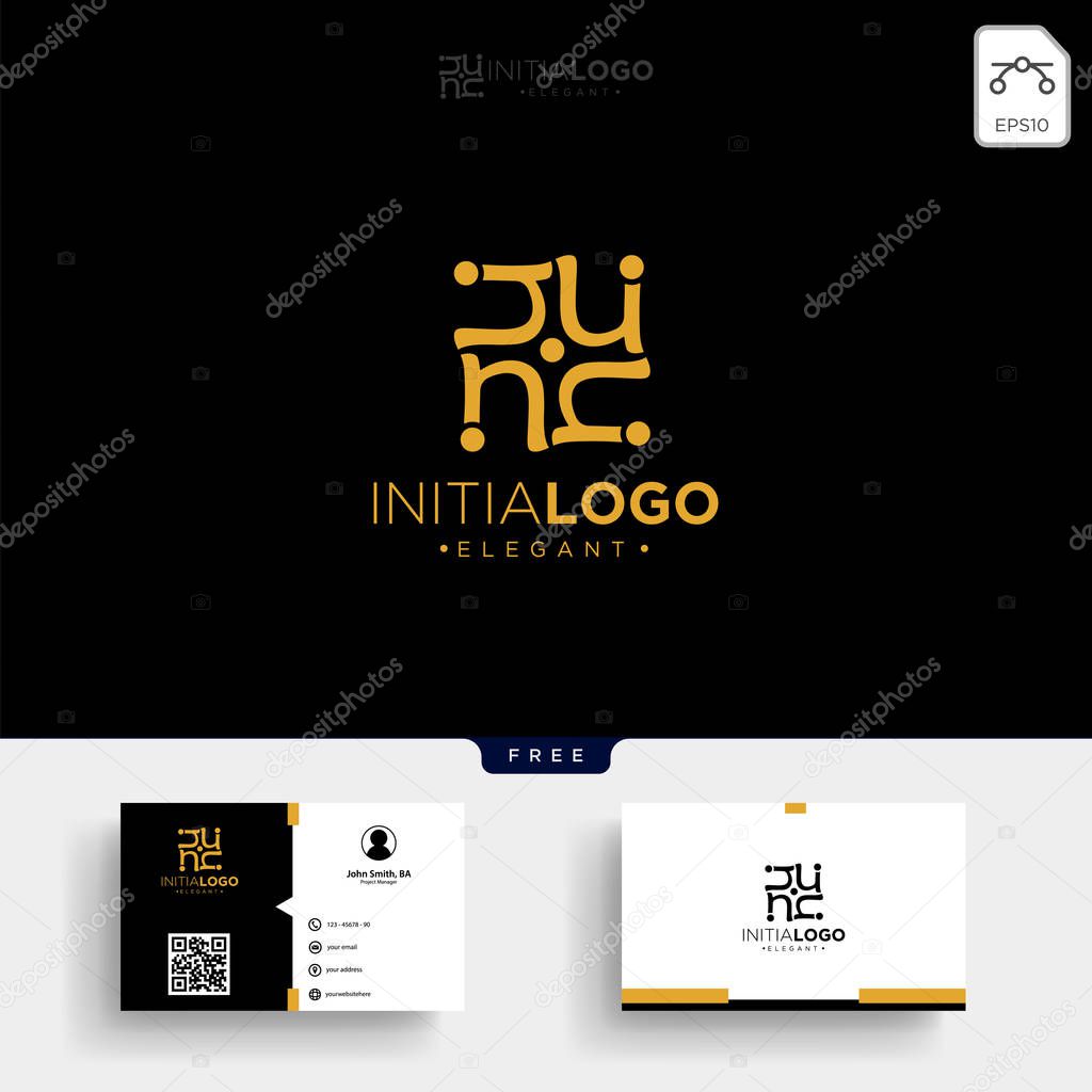 Gold Luxury and premium initial N logo template vector illustration and business card template