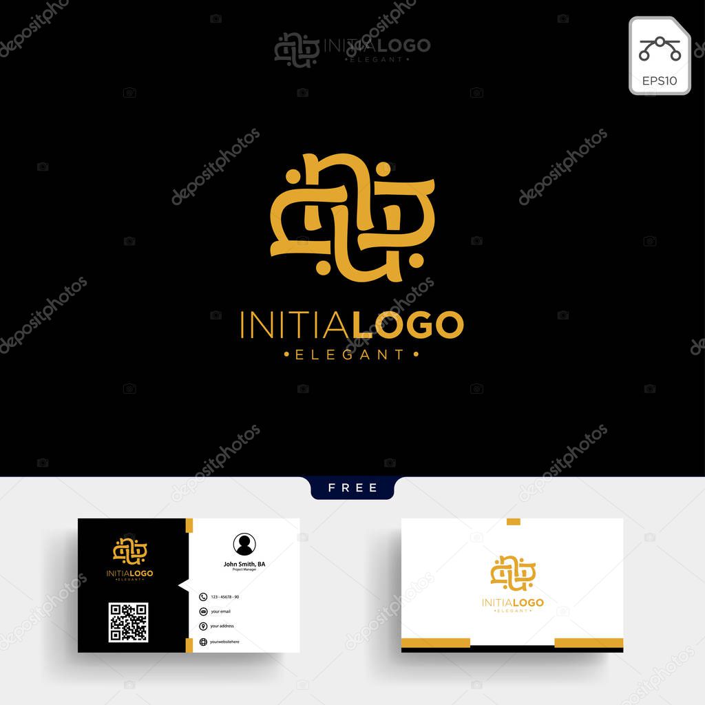 Gold Luxury and premium initial N logo template vector illustration and business card template