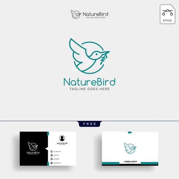 Nature Bird Line art or outline logo template vector isolated and business card design template