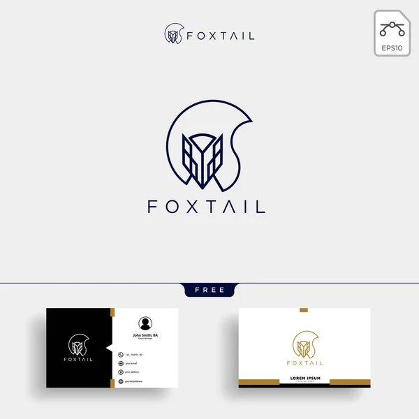Fox Tail Monoline Logo Plantilla Vector Ilustración Diseño Tarjetas Visita — Vector de stock