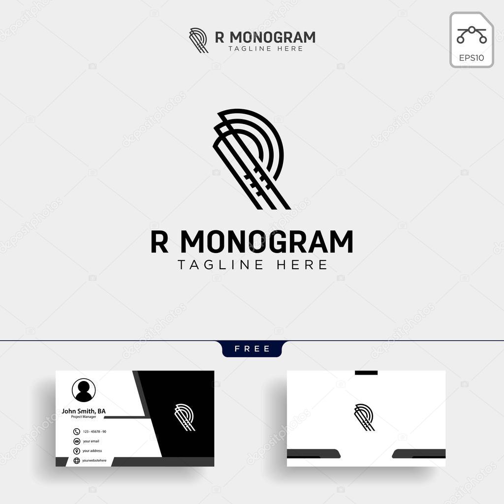 Premium letter R logo with business card template. Elegant corporate identity. - Vector