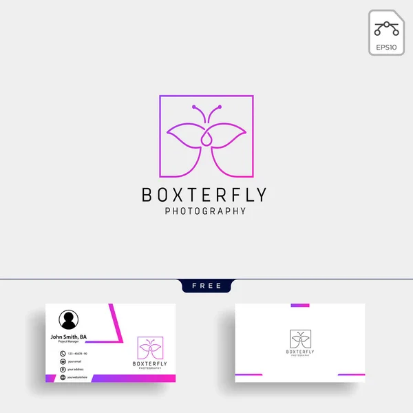 Schmetterling Fotografie Kreative Logo Vorlage Vektor Illustration Mit Visitenkartendesign — Stockvektor