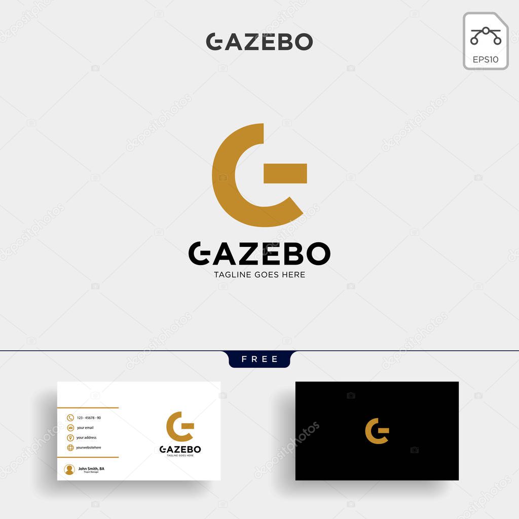 Gold Letter G creative Logo template with business card design template - vector
