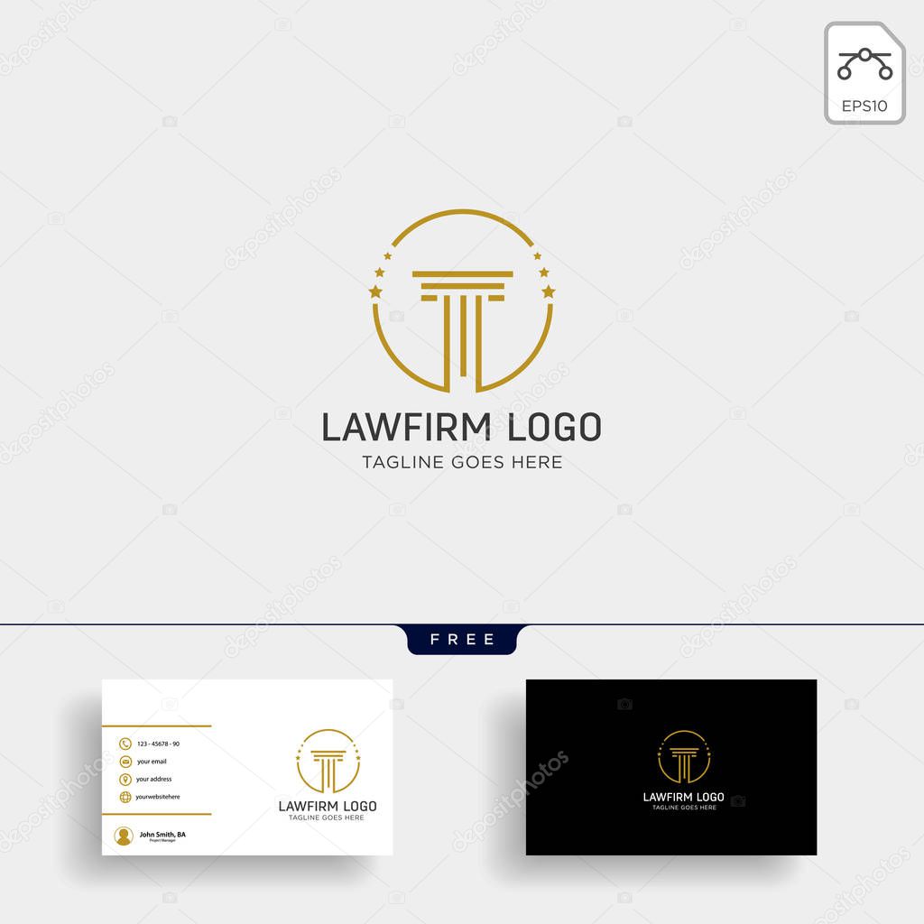 Law firm, advocate creative logo template vector illustration with business card - vector