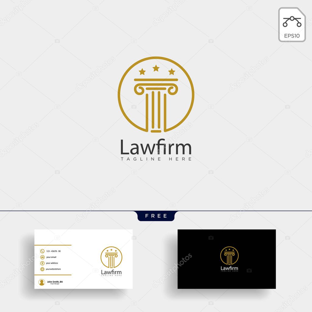Law firm, advocate creative logo template vector illustration with business card - vector
