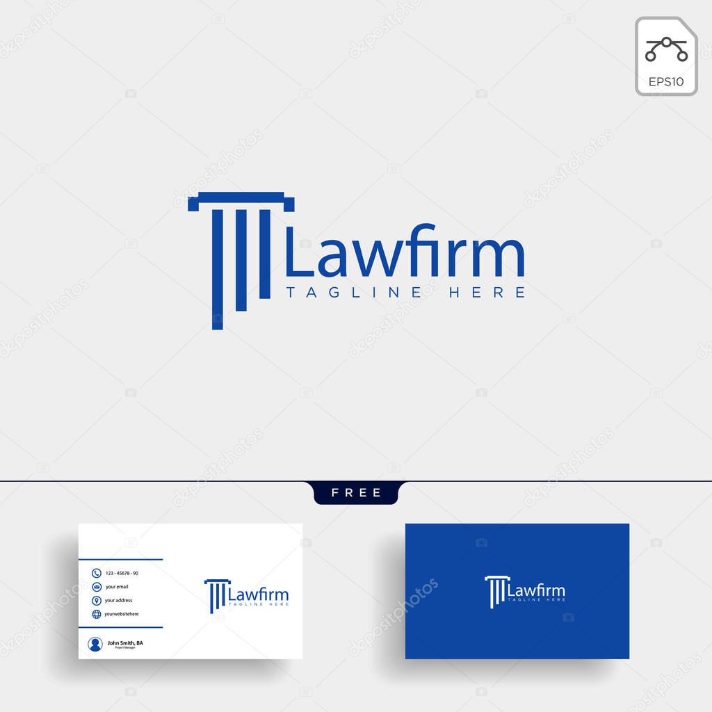 Law firm, advocate creative logo template vector illustration with business card - vector
