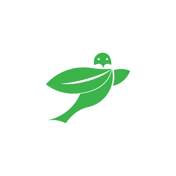 Illustration Vectorielle Modèle Logo Vert Éco Feuille Oiseau Volant — Image vectorielle