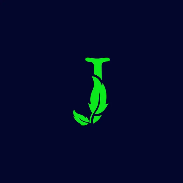 Harf Yaprak Doğa Eko Yeşil Logo Şablonu Vektör Çizim — Stok Vektör