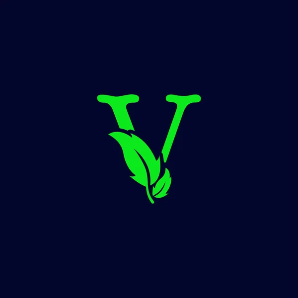 Huruf Daun Alam Eko Hijau Logo Templat Vektor Ilustrasi - Stok Vektor