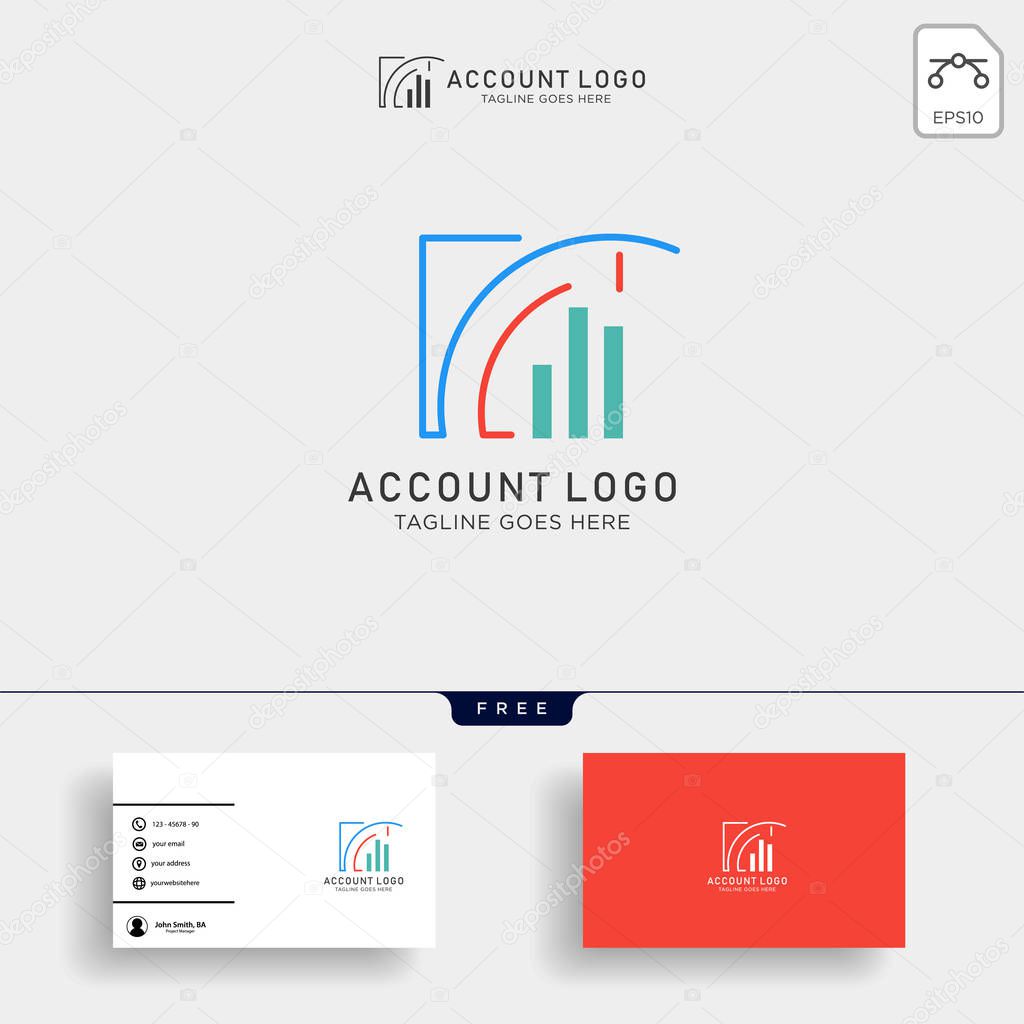 Accounting, finance creative logo template vector isolated with business card design - vector