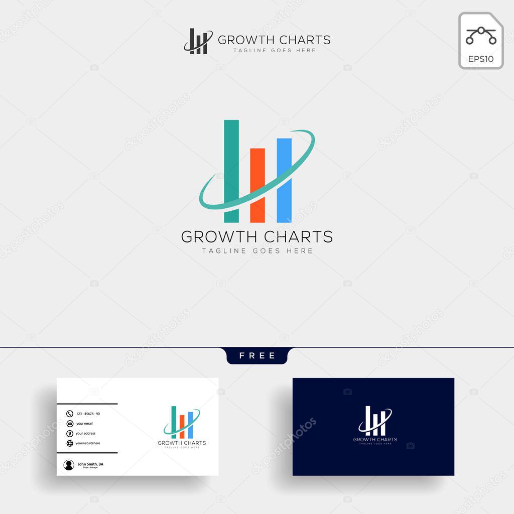 Accounting, finance creative logo template vector isolated with business card design - vector