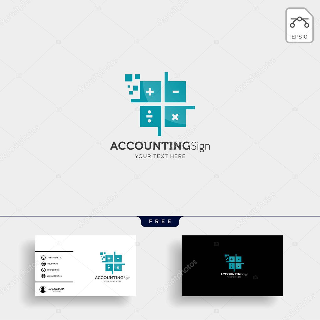 accounting, finance creative logo template vector isolated with business card design - vector