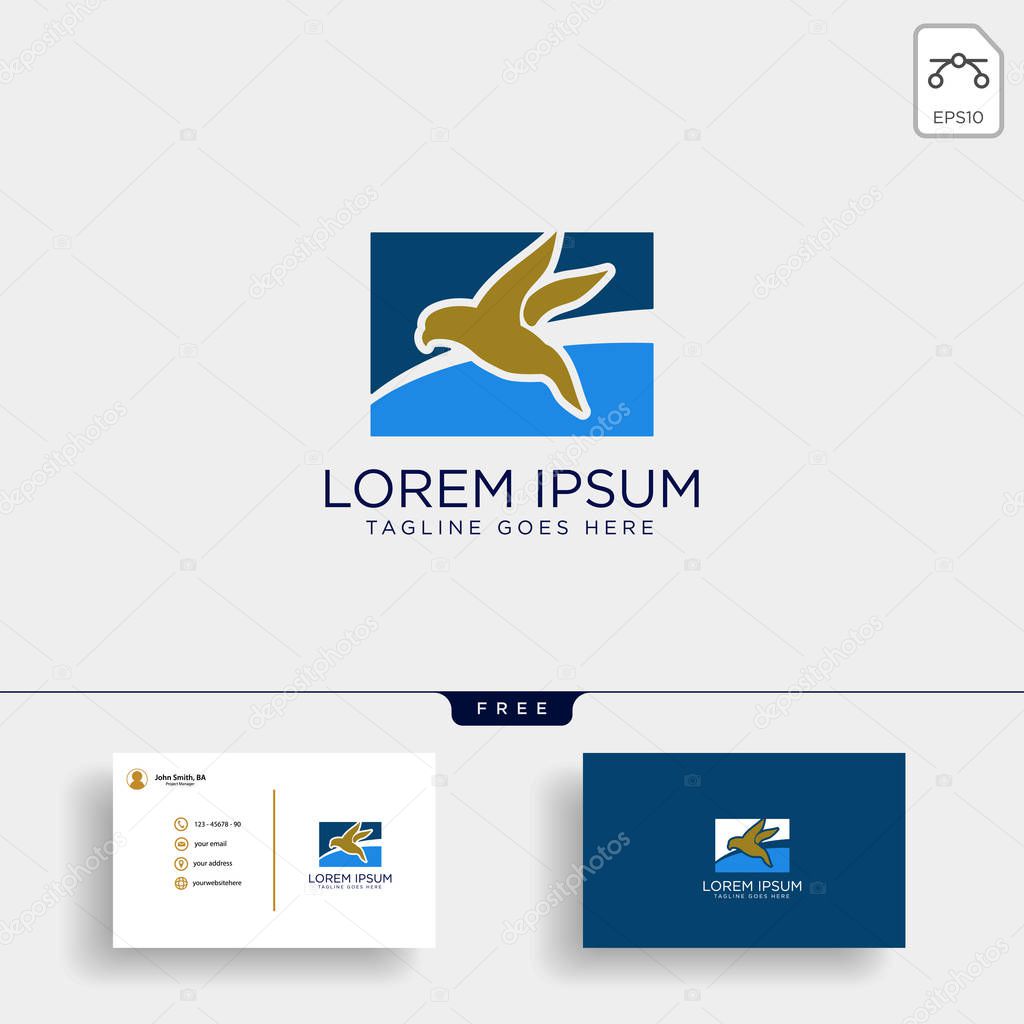 Parrot or flying bird accounting, financial creative logo template vector illustration with business card - vector
