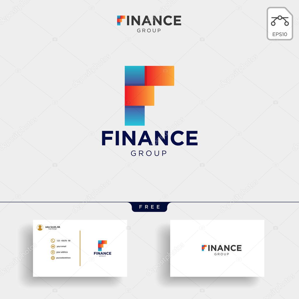 Accounting and financial logo template vector illustration, icon element with business card - vector