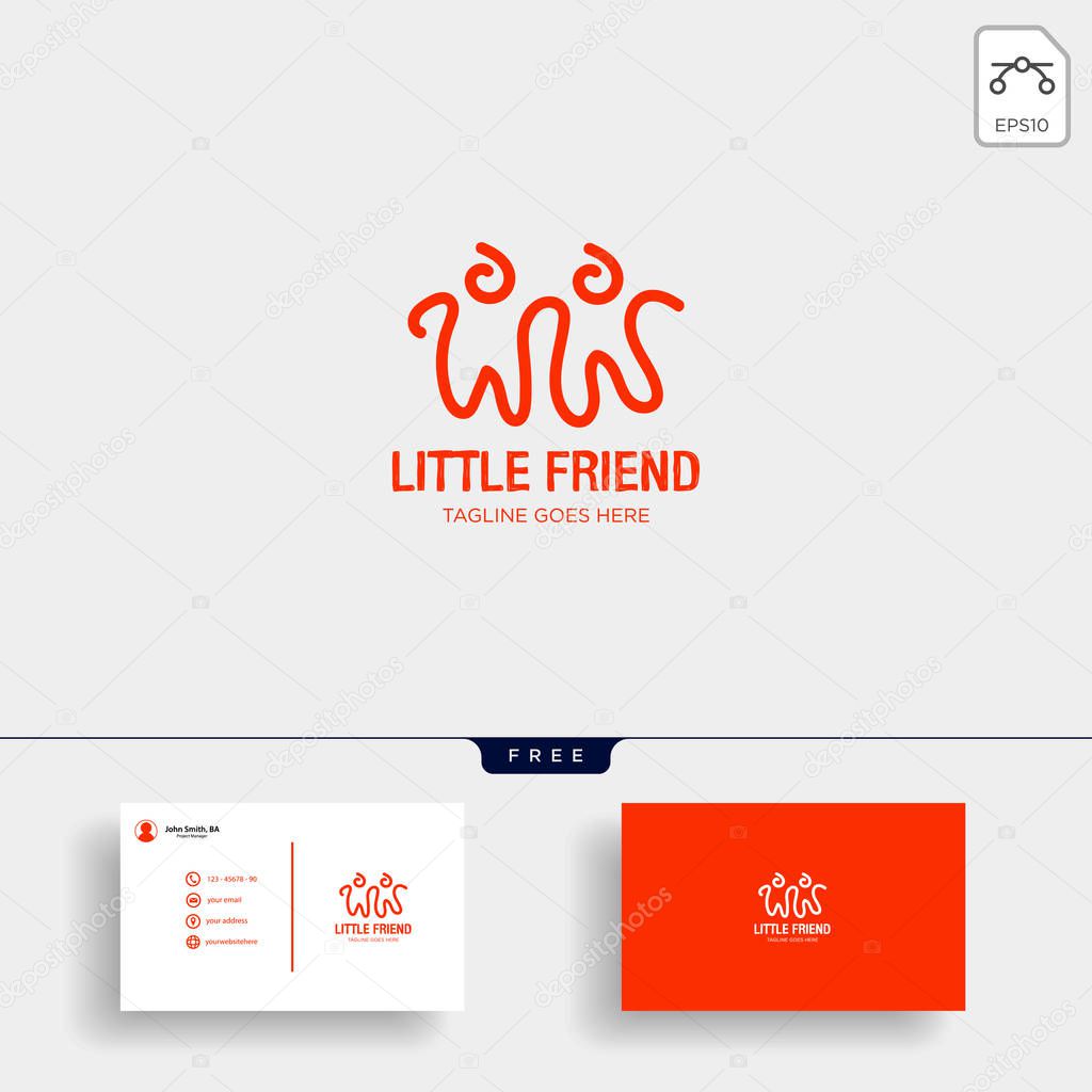 Little Friend Happy logo template vector illustration with business card - vector