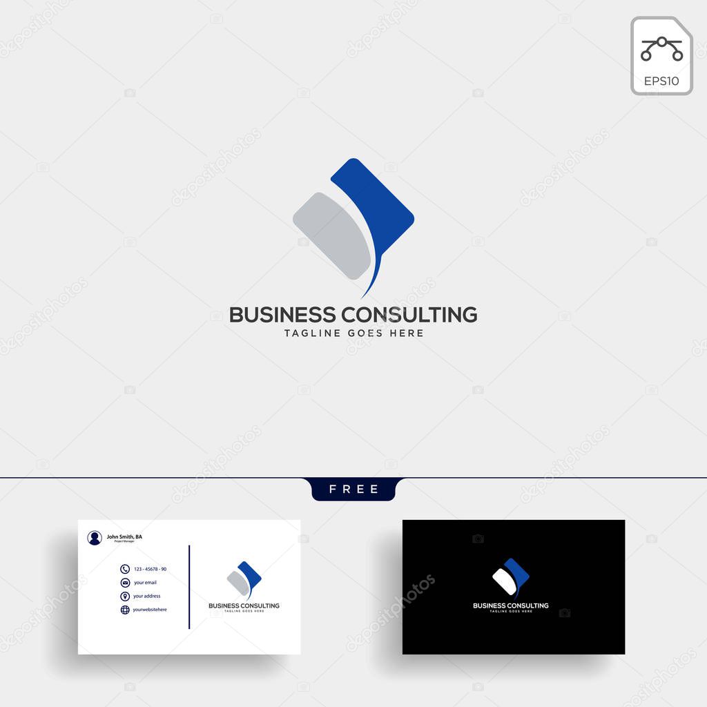 Business Consult logo template with business card vector isolated, icon element