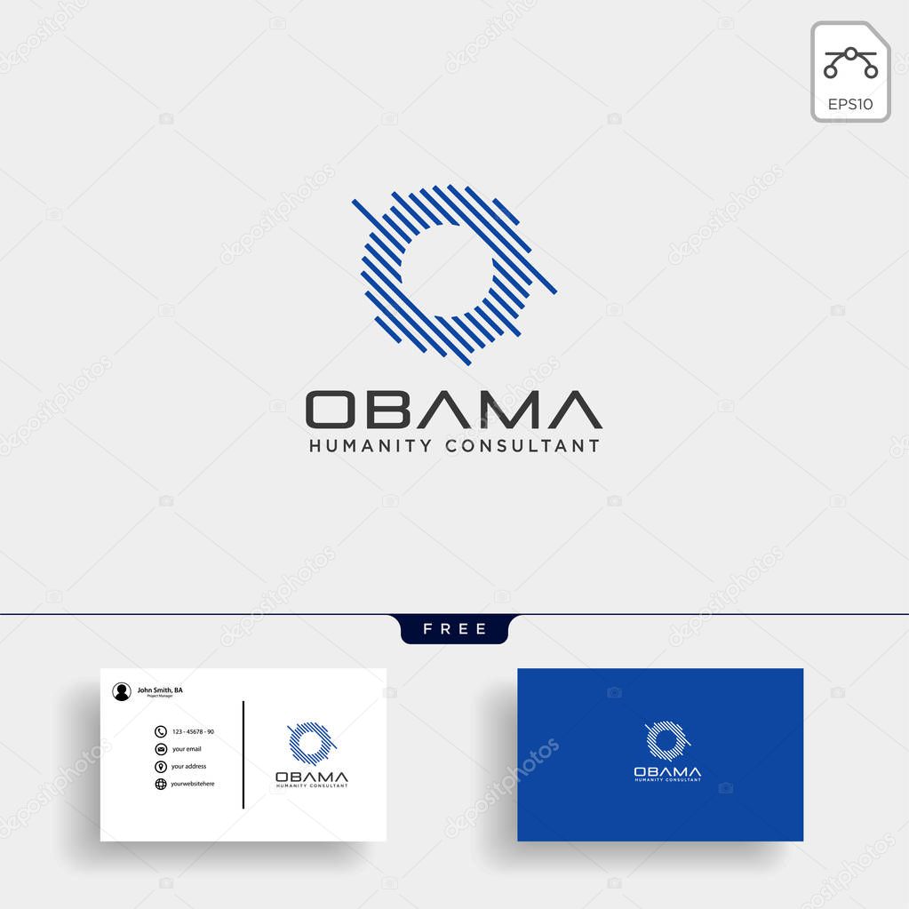 Letter O Business consult logo template with business card grid line icon elements isolated