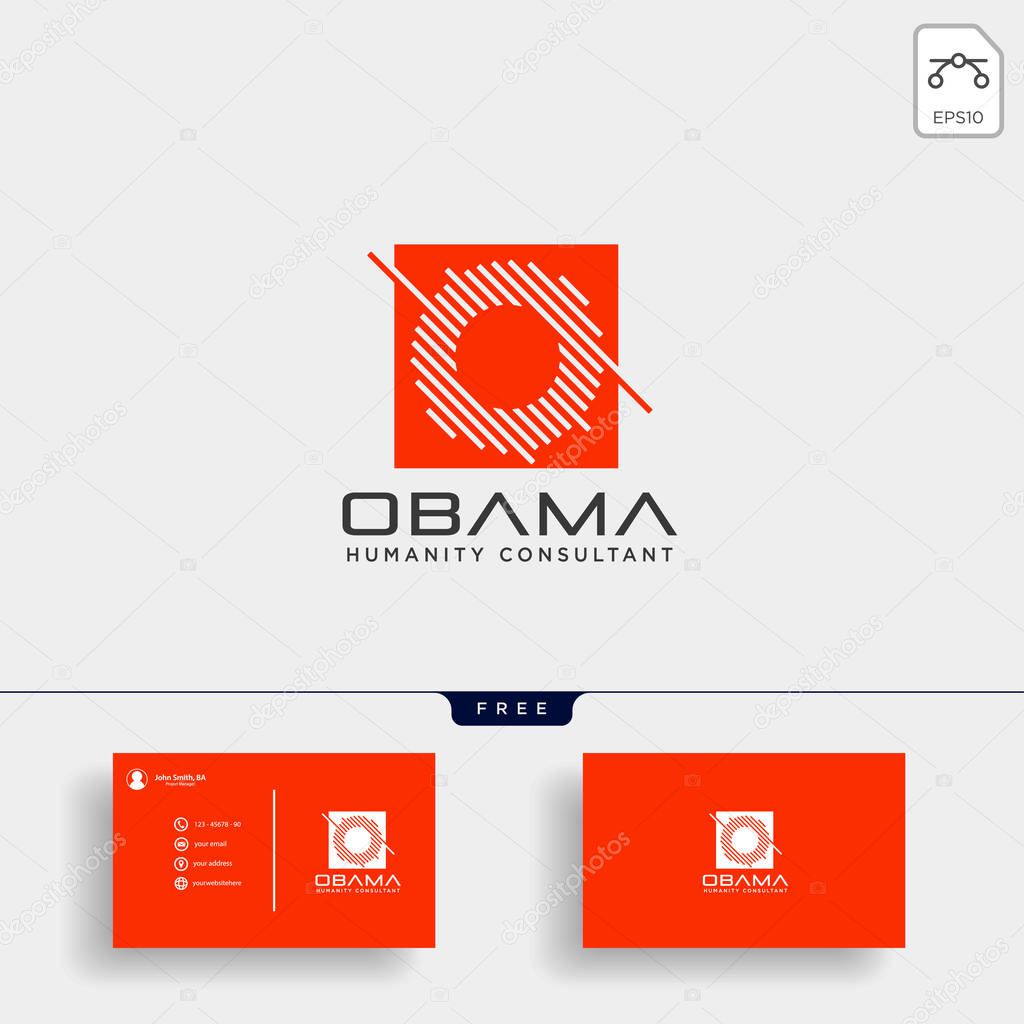 Letter O Business consult logo template with business card grid line icon elements isolated