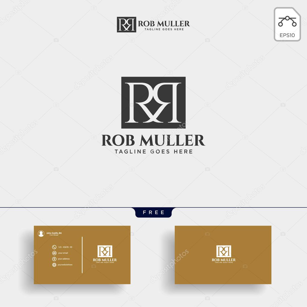 letter RM, R, m gold creative logo template vector illustration with businesss card