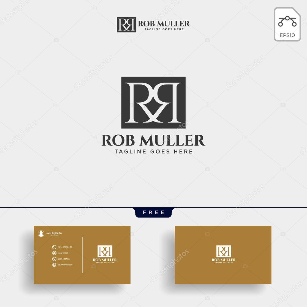 Letter RM, R, m gold creative logo template vector illustration with businesss card
